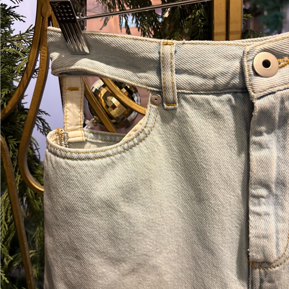 Light Blue with tan Women' Wide-Leg Jeans open waist Maison margiela size 2 - Picture 7 of 16